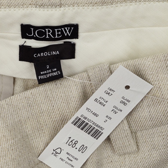 New JCREW Size 2 Carolina Flare Pants in Stretch Linen Blend Flax $168 BZ404 - Picture 6 of 6